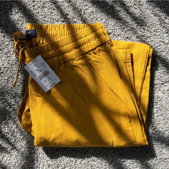 NWT J Crew Cotton/Linen Drawstring Pants in Mustard - Picture 5 of 5